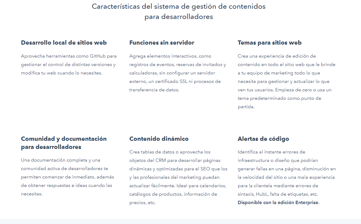 caracteristicas y funciones del cms de hubspot