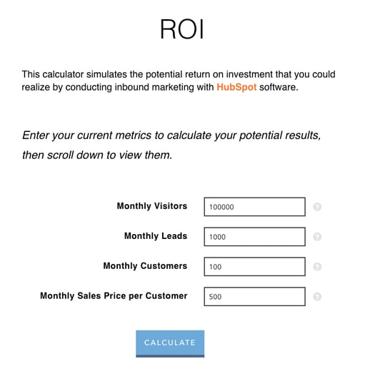 calculadora ROI de Hubspot